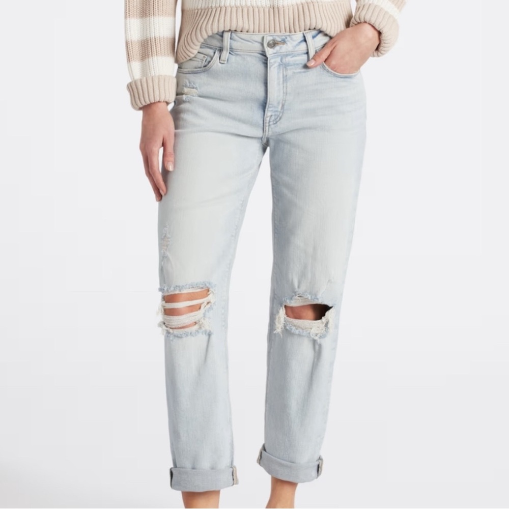 Light Blue Distressed Ankle Jeans